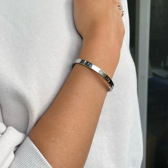 LUXURY GOLD SCREW BRACELET ZIRCONIA LOVE BANGLE BRACELET - Picture 9 of 16